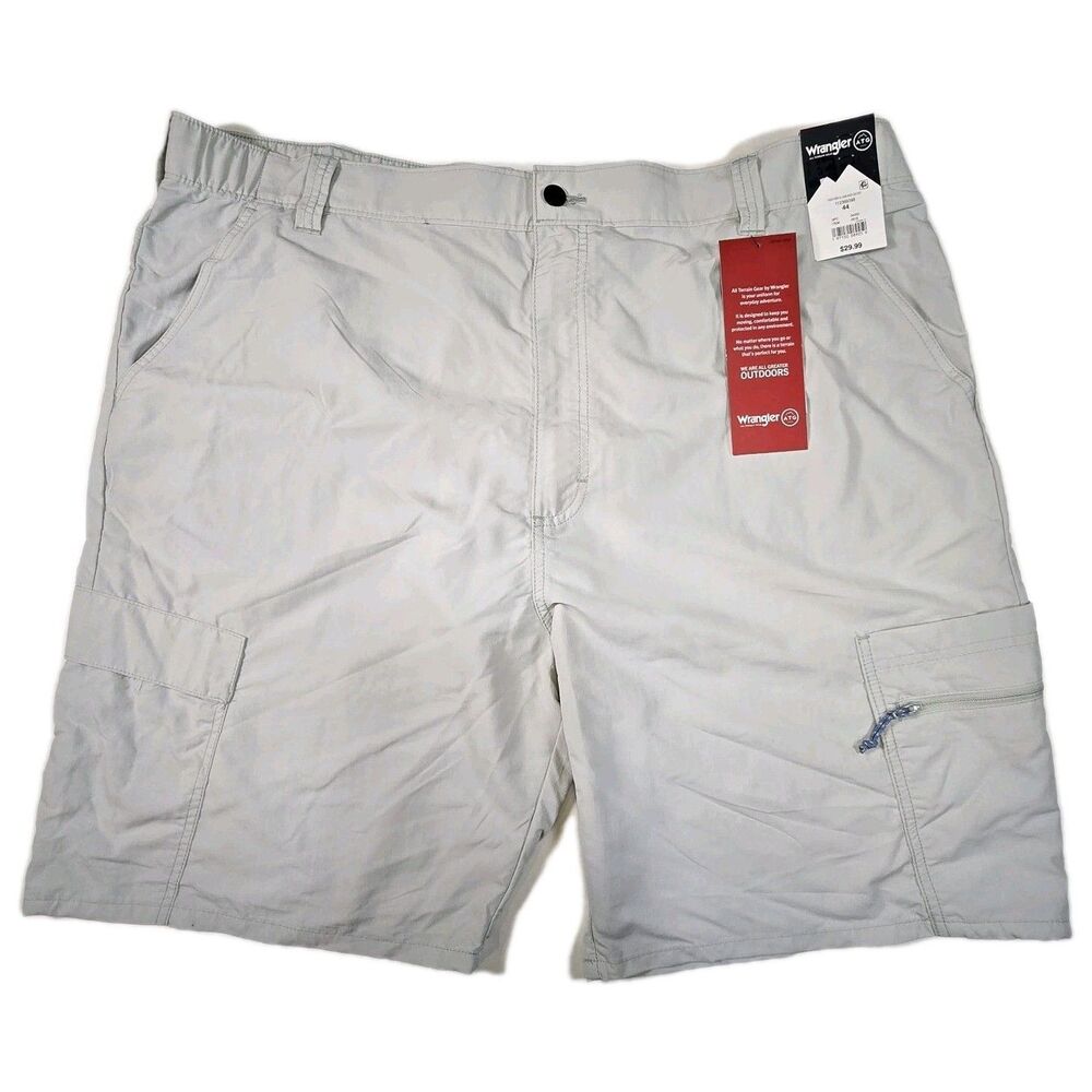 Wrangler ATG Peak Cargo Shorts Men’s 44 Gray Outdoor Hiking Nylon 9” Inseam NWT